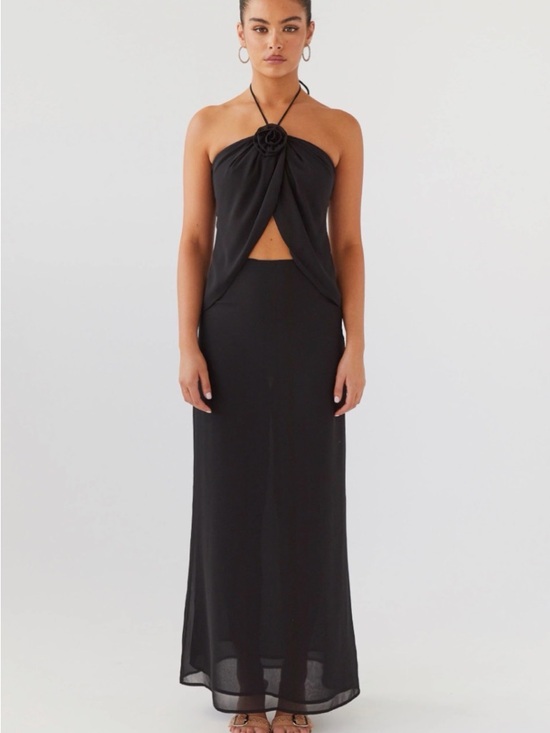 Peppermayo Dresses & Skirts - Black Skirt Set - Halter top with Front Twist Detail